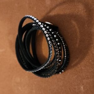 Swarovski Corded Leather Black Wrap Bracelet